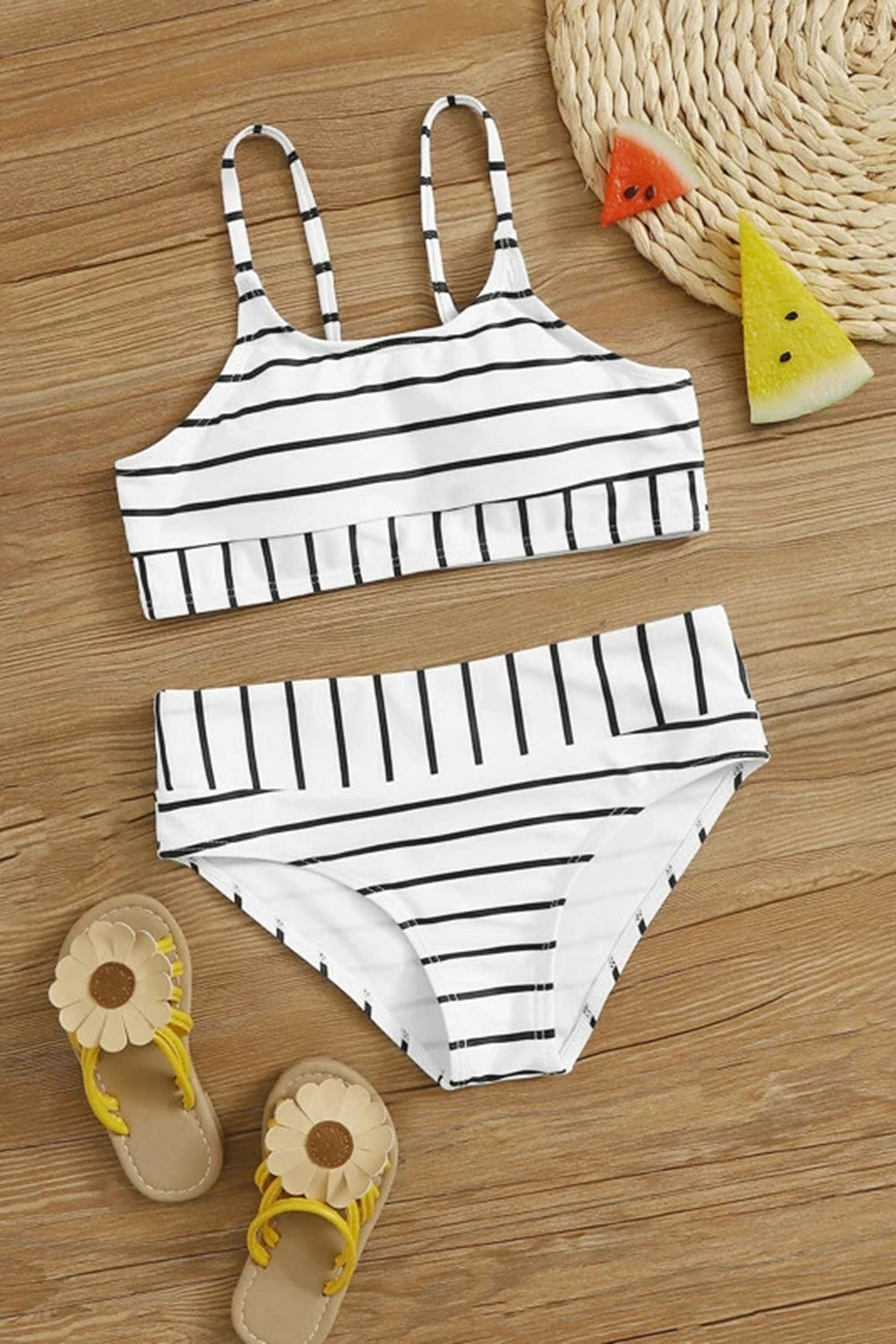 Levoire | Ensemble de bikini à rayures contrastées Blanc
