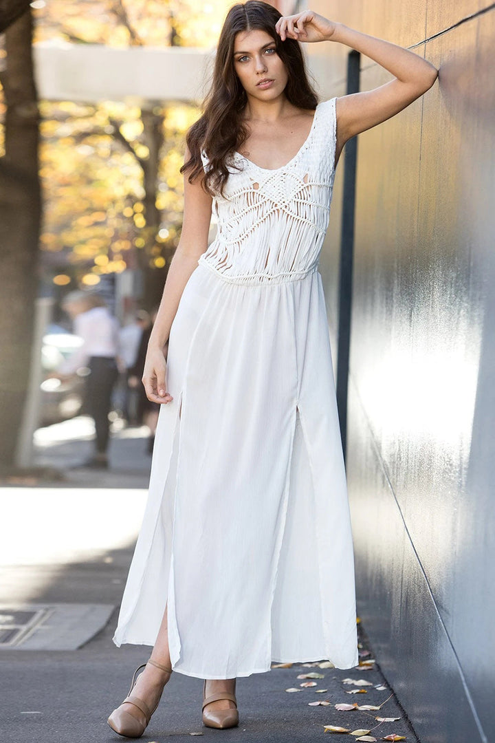 Levoire | Décolleté en V Haut sans manches en dentelle Furcal Cover-up pour femmes Blanc Taille unique