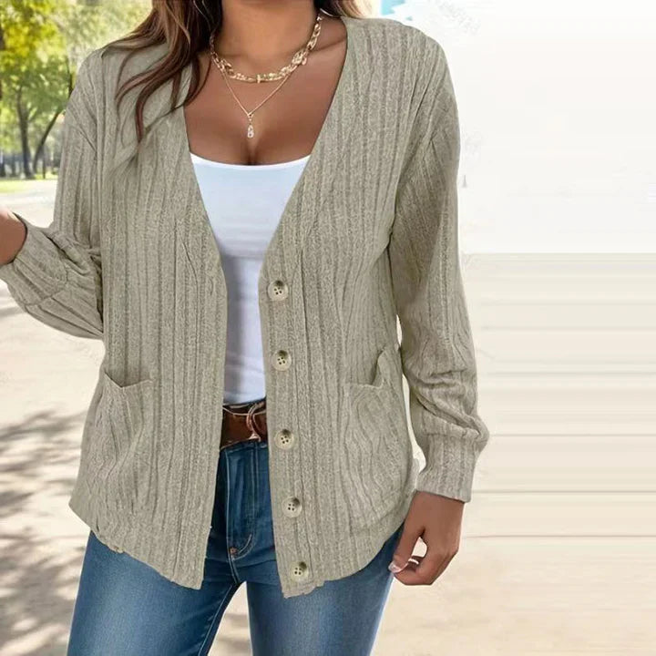 Levoire | Veste Tricotée Chaude Au Look Classique Pour Femmes Khaki