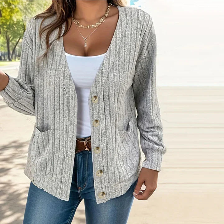 Levoire | Veste Tricotée Chaude Au Look Classique Pour Femmes Gris