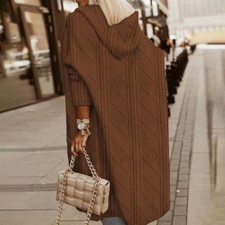 Levoire | Veste En Tricot Longue Chaude Avec Capuche Pour Femmes Braun