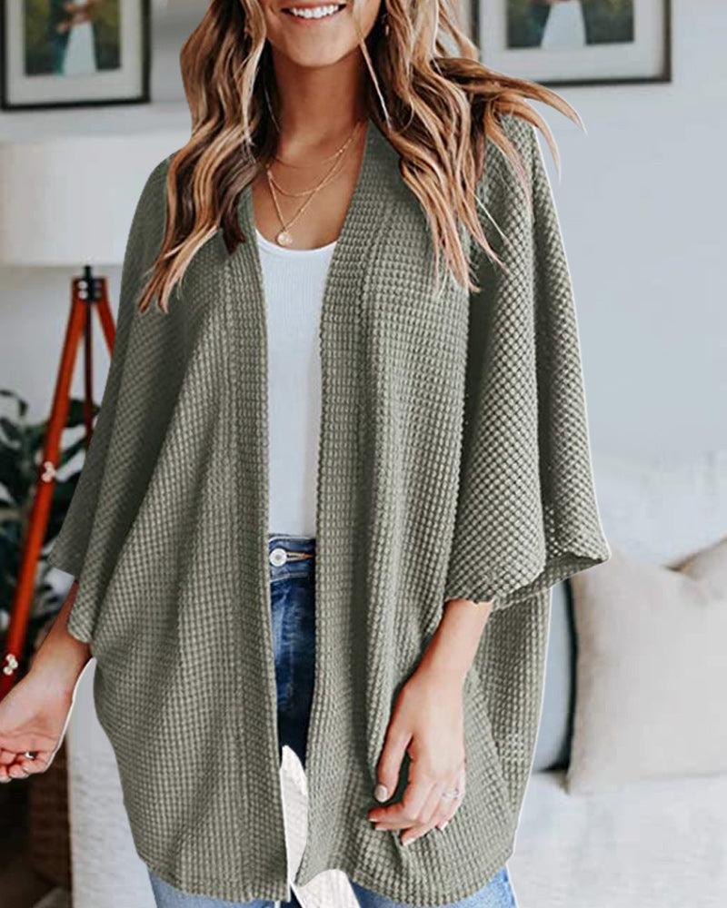 Levoire | Pull Chaud, Tricoté, Uni Gilet Avec Manches 3/4 Pour Femmes Vert