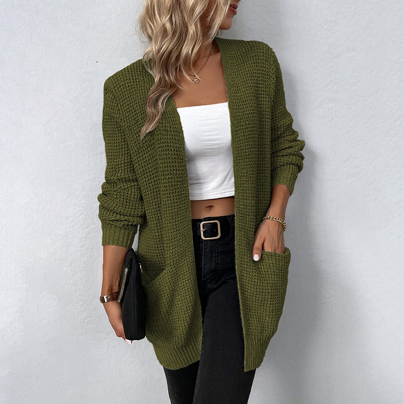 Levoire | Pull Long Tricoté Chaud Pour Femmes Vert