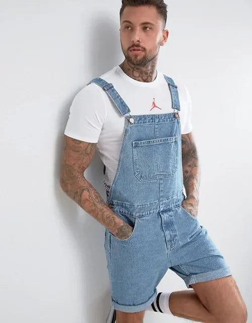 Levoire | Salopette En Denim Rento Avec Des Bretelles Réglables Et Des Poches Bleu clair