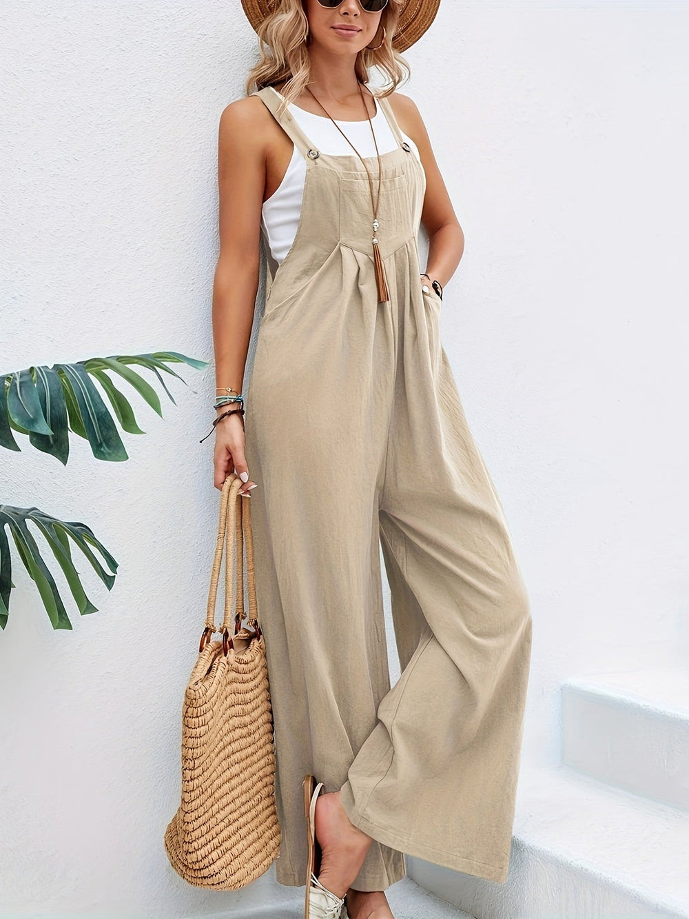 Levoire | Combinaison Boho Sans Manches Pour Femmes Beige