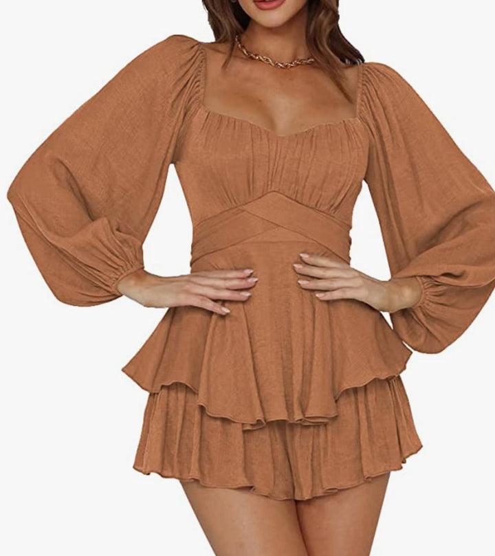 Levoire | Robe courte romantique pour femmes Marron