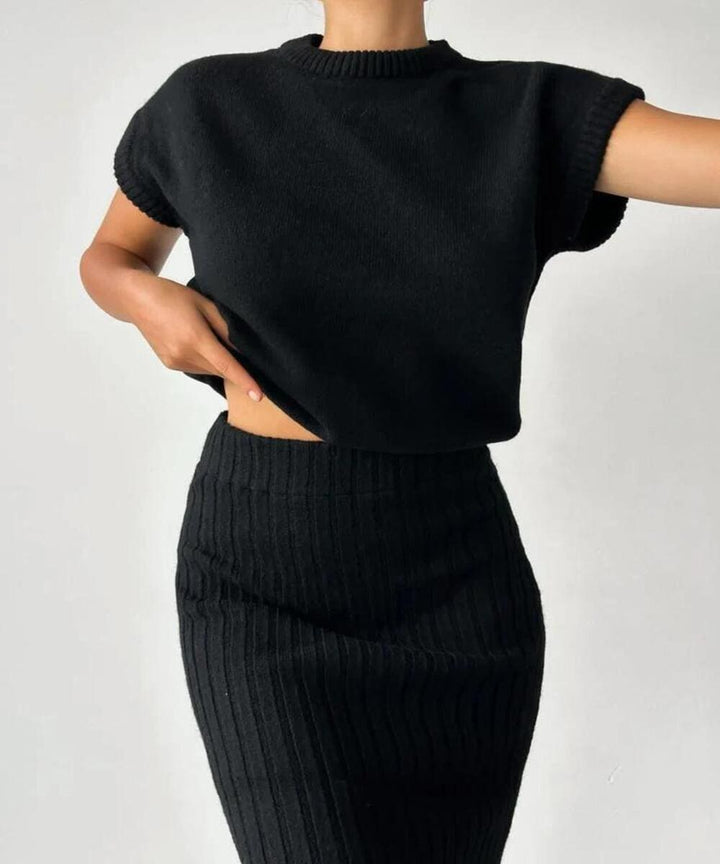 Levoire | Ensemble Deux Pièces Avec Gilet Sans Manches & Jupe Tricot