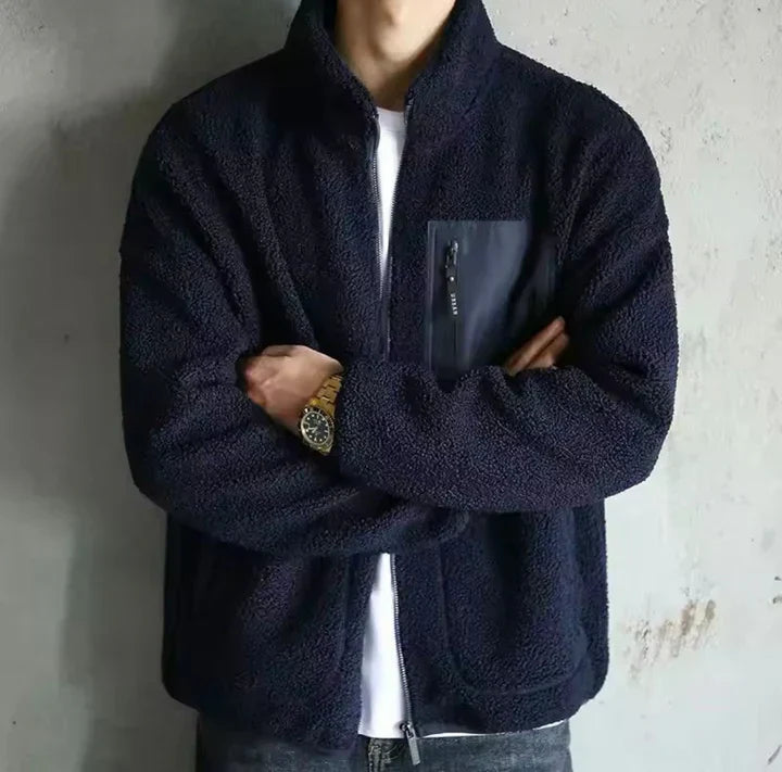 Levoire | Veste Intemporelle Pour Hommes Avec Fermeture Eclair Bleu marine