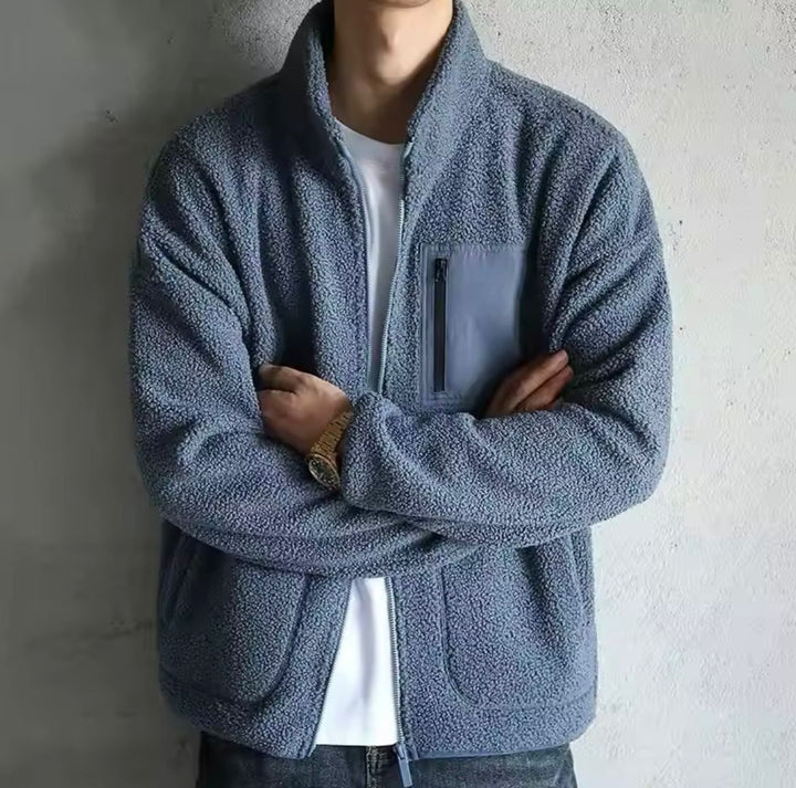 Levoire | Veste Intemporelle Pour Hommes Avec Fermeture Eclair Bleu