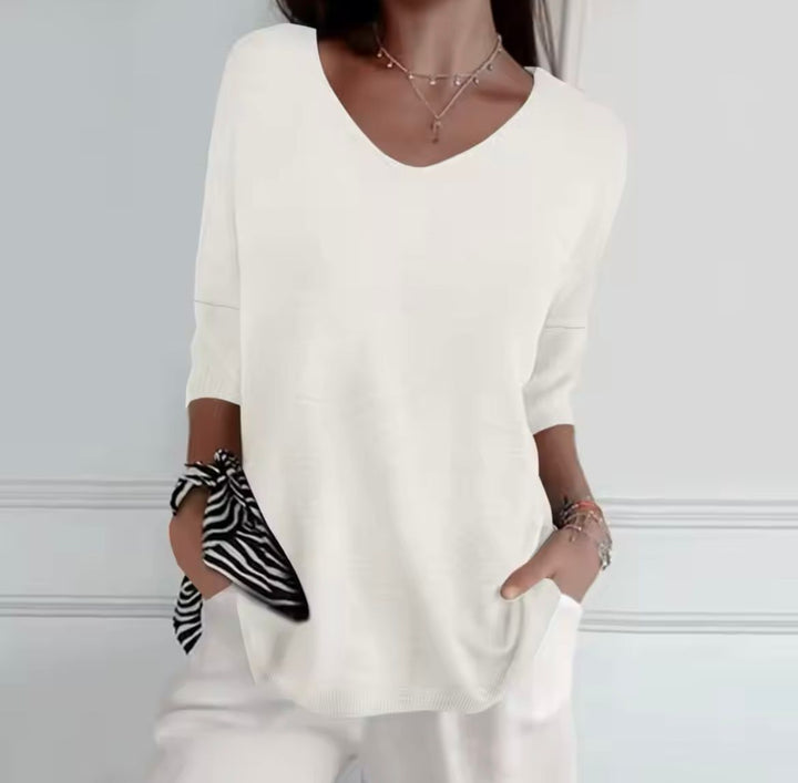 Levoire | Blouse D'Été Avec Décolleté En V Blanc