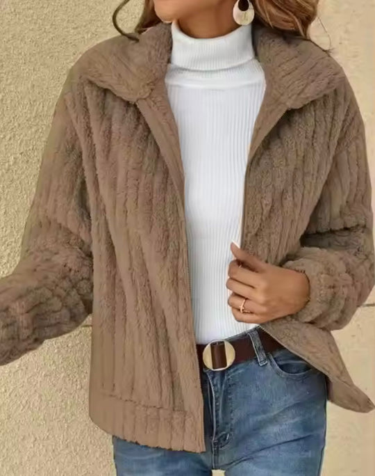 Levoire | Veste À Manches Longues Avec Fermeture Éclair En Fourrure Khaki
