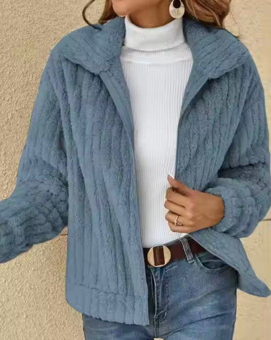 Levoire | Veste À Manches Longues Avec Fermeture Éclair En Fourrure Bleu