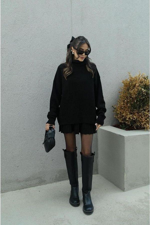 Levoire | Pull Entierement Tricote Noir