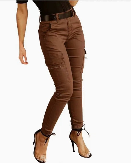 Levoire | Pantalon Cargo Avec Stretch Et Taille Haute Braun