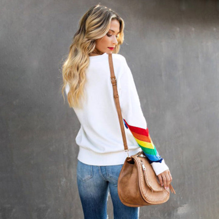 Levoire | Col Rond À Ouverture Manches Longues Imprimé Arc-En-Ciel Sweatshirt