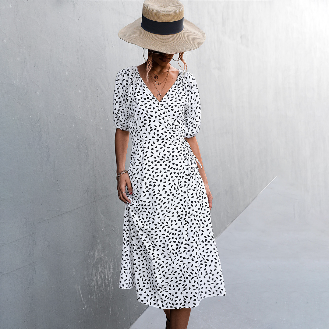 Levoire | Femme Robe fendue à encolure en V et croisée Blanc