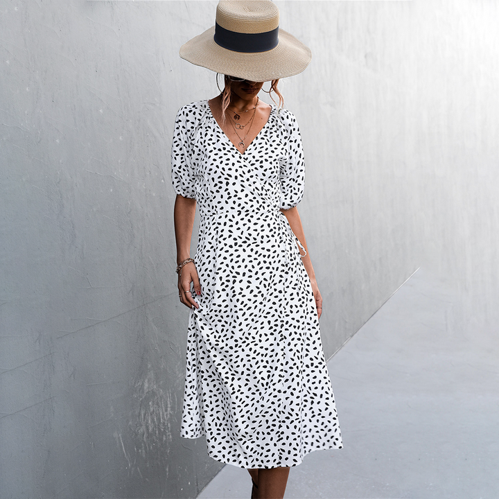 Levoire | Femme Robe fendue à encolure en V et croisée Blanc