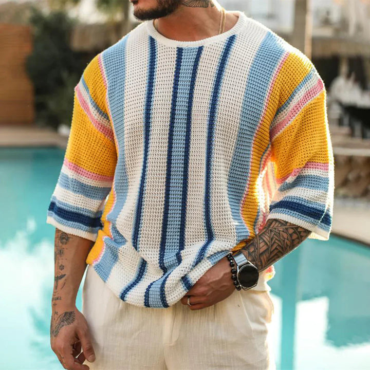 Levoire | Chemise En Tricot Élégante Blanc Bleu