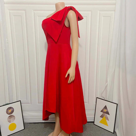 Levoire | Une Épaule Nœud Sans Manches Robe