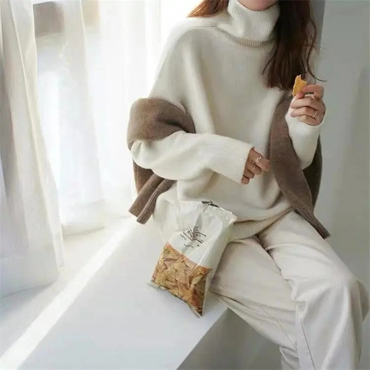 Levoire | Pull Col Roulé Élégant Blanc