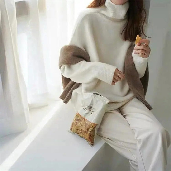 Levoire | Pull Col Roulé Élégant Blanc