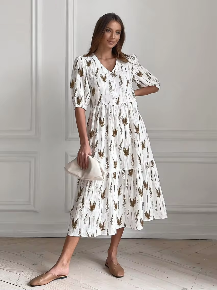 Levoire | Robe Midi D'Été Avec Décolleté En V Blanc