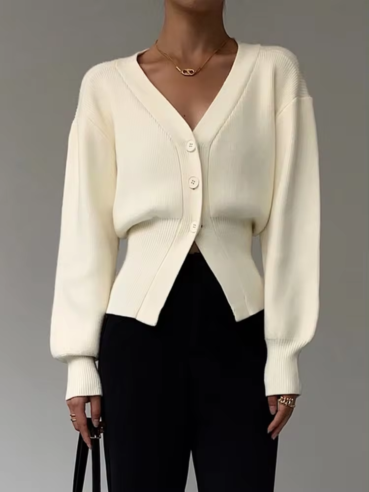 Levoire | Cardigan Avec Décolleté En V Et Fermeture À Boutons Blanc