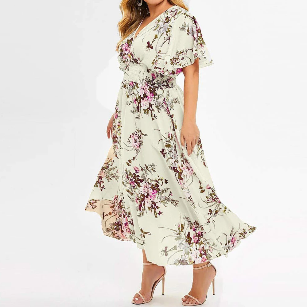 Levoire | Robe Longue Pour Femmes Fleurs Chiffon