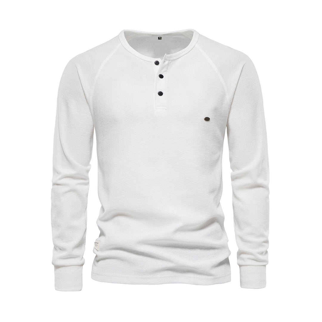 Levoire | Rento Col Rond Chemise À Manches Longues Et Patte De Boutonnage Blanc