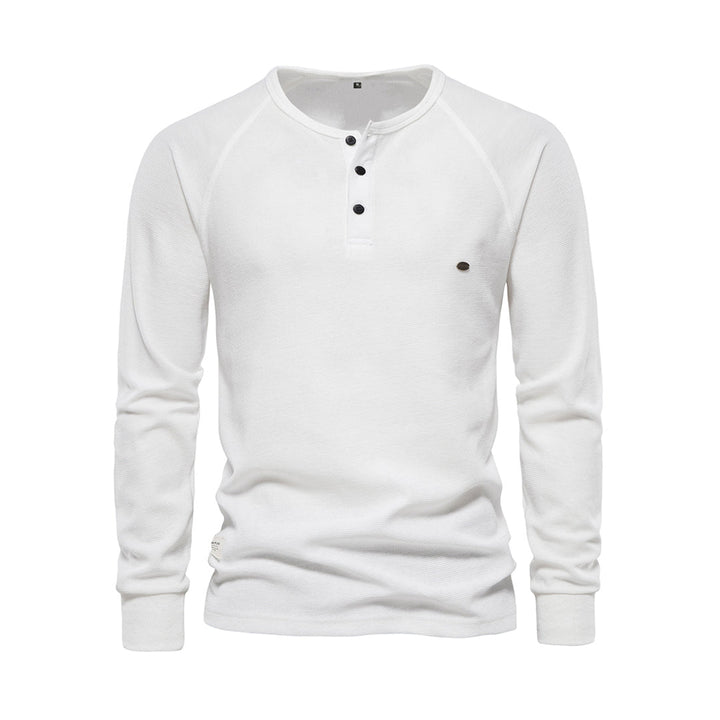 Levoire | Rento Col Rond Chemise À Manches Longues Et Patte De Boutonnage Blanc