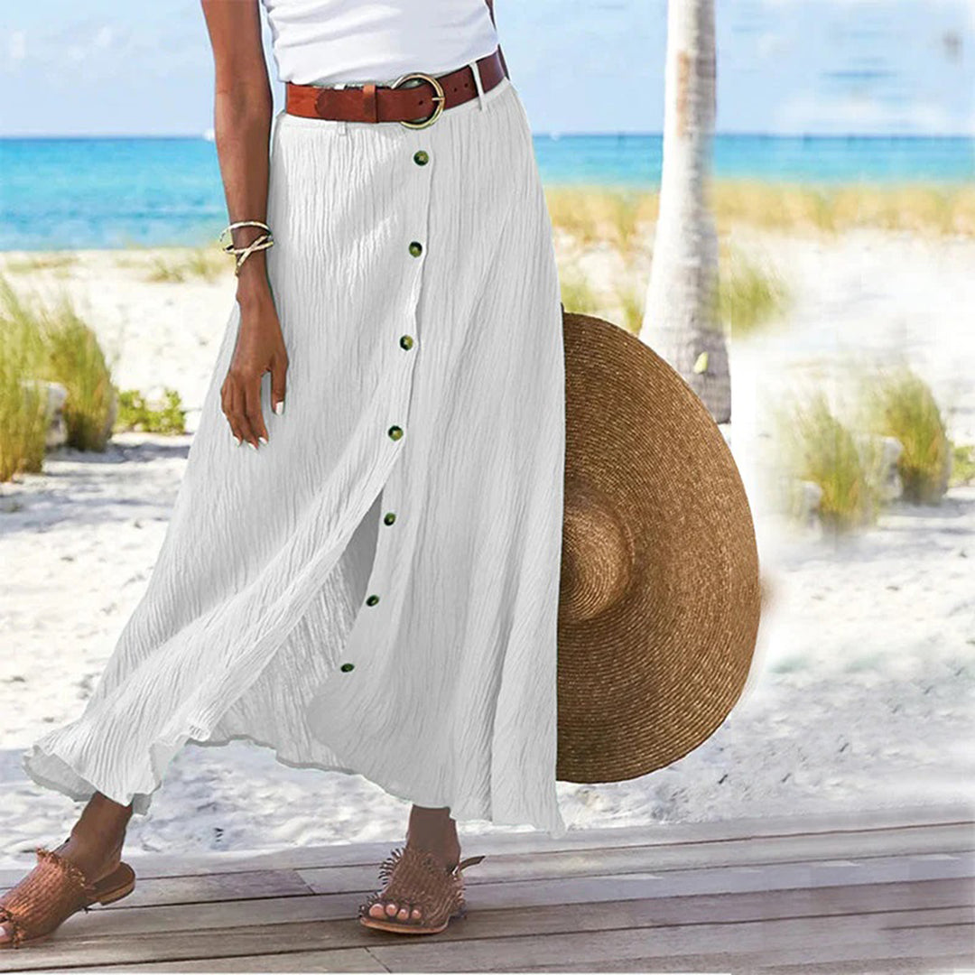 Levoire | Jupe Maxi Élégante À Boutons Blanc