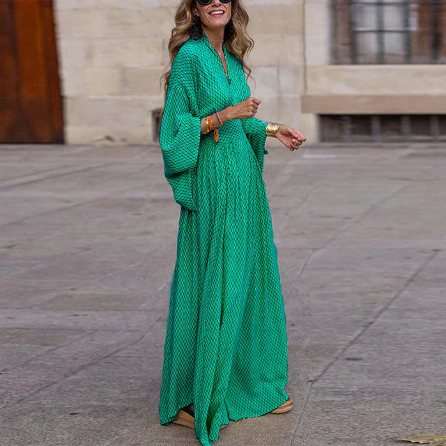 Levoire | Robe Maxi - Imprimé Élégance Vert