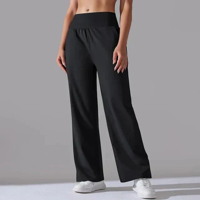Levoire | Leg Yoga-Pantalons Pour Femmes Taille Haute Pantalons De Fitness À Jambes Larges Noir (Long)