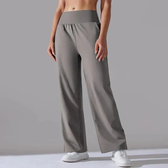 Levoire | Leg Yoga-Pantalons Pour Femmes Taille Haute Pantalons De Fitness À Jambes Larges Gris (Long)