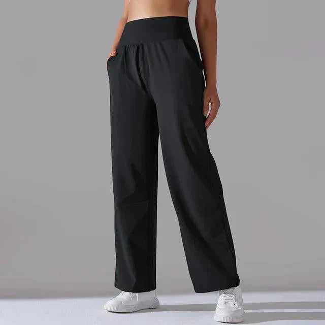 Levoire | Leg Yoga-Pantalons Pour Femmes Taille Haute Pantalons De Fitness À Jambes Larges Noir