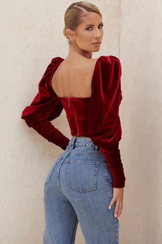 Levoire | Vigne Velours Corset Long Avec Manches Bouffantes