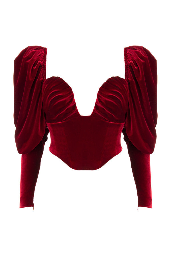 Levoire | Vigne Velours Corset Long Avec Manches Bouffantes