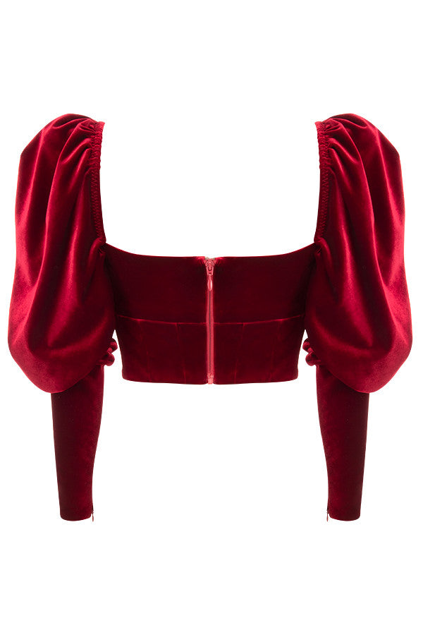 Levoire | Vigne Velours Corset Long Avec Manches Bouffantes