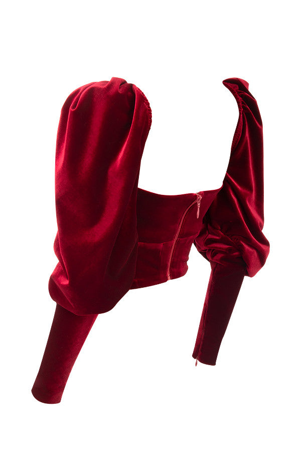 Levoire | Vigne Velours Corset Long Avec Manches Bouffantes