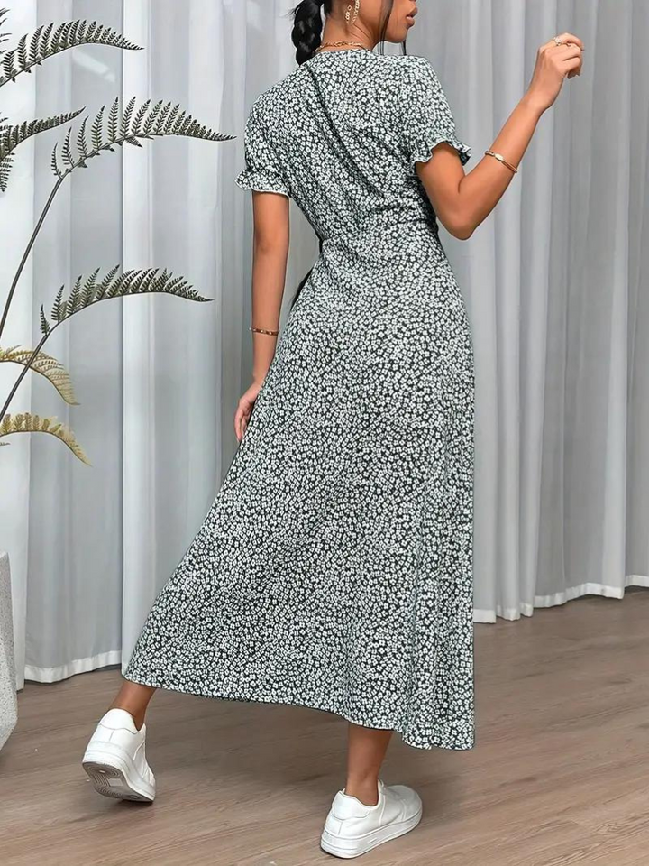Levoire | Robe D'Été Longue À Manches Courtes Fendue