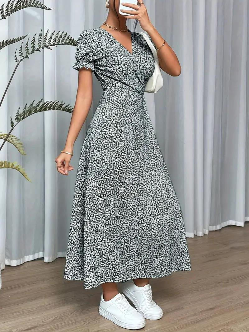 Levoire | Robe D'Été Longue À Manches Courtes Fendue