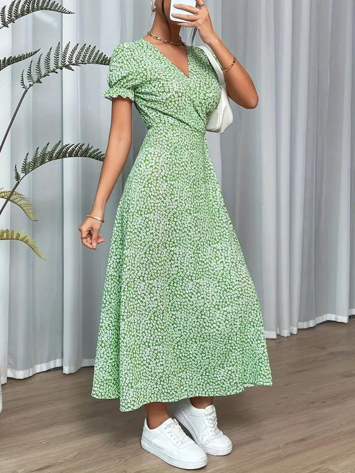 Levoire | Robe D'Été Longue À Manches Courtes Fendue