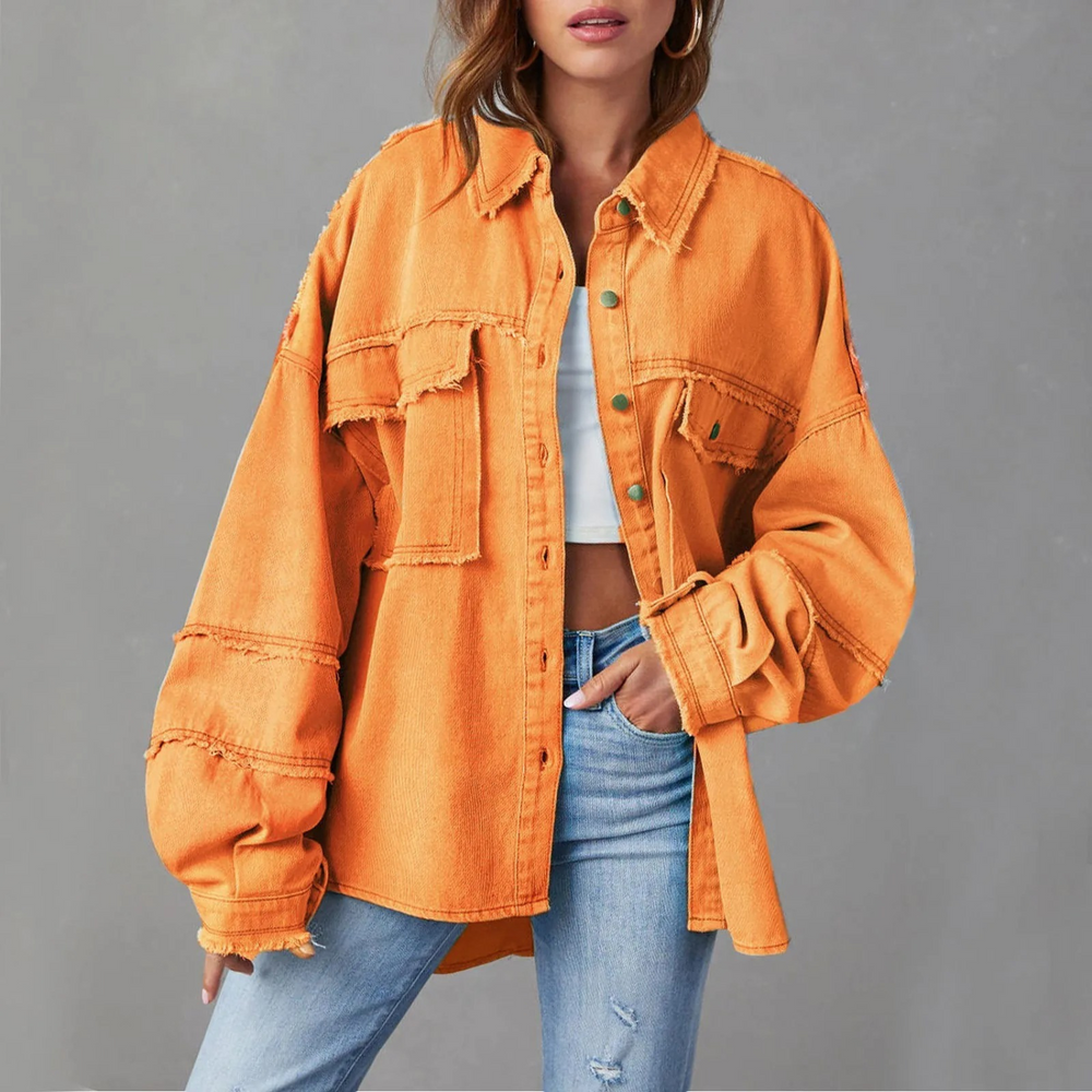 Levoire | Col De Chemise Manteau D'Été Confortable Et Long Orange