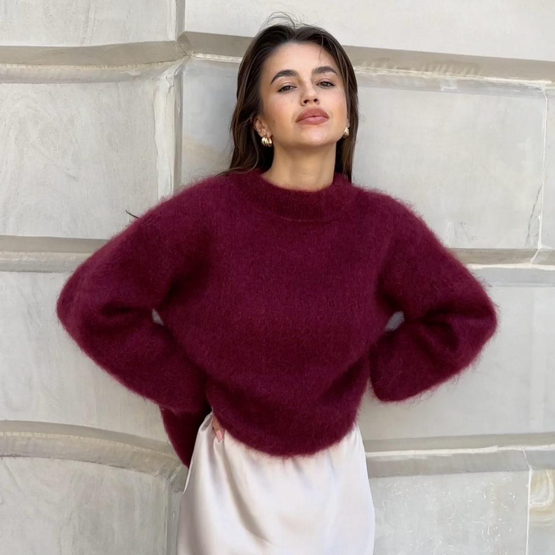 Levoire | Pull Avec Motif Maille Fine Bourgogne