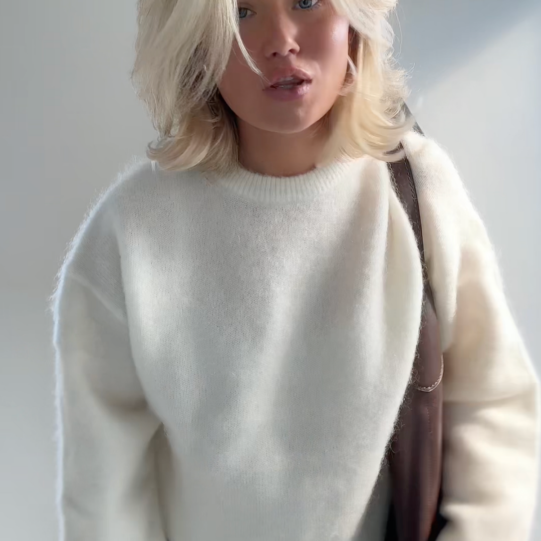 Levoire | Pull Avec Motif Maille Fine Crème