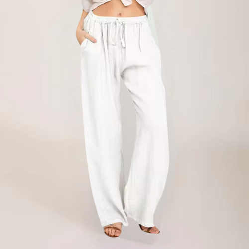 Levoire | Pantalon En Coton Et Lin Respirant Pour Femmes Blanc