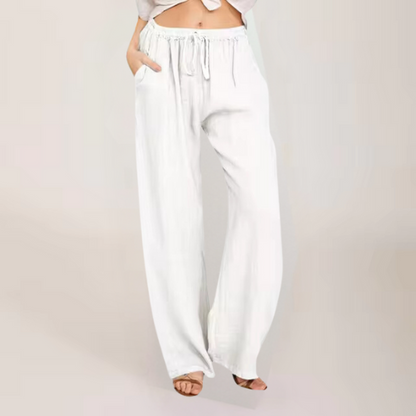 Levoire | Pantalon En Coton Et Lin Respirant Pour Femmes Blanc