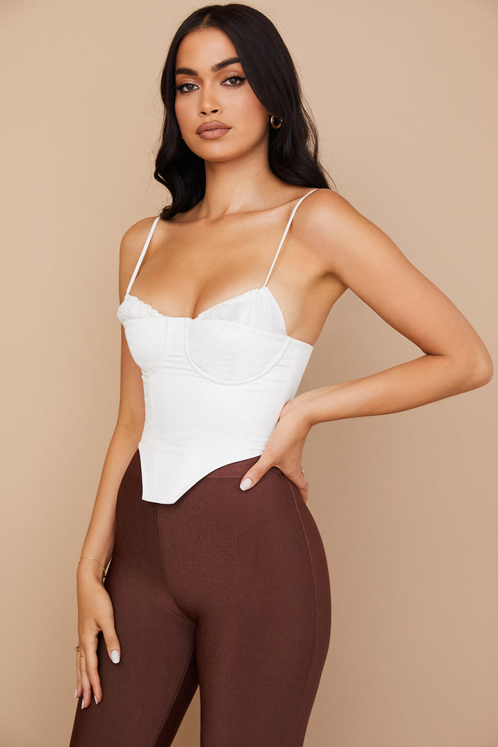 Levoire | Top Corset Blanc Avec Volants