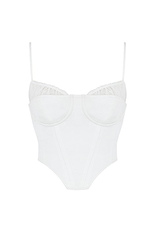 Levoire | Top Corset Blanc Avec Volants