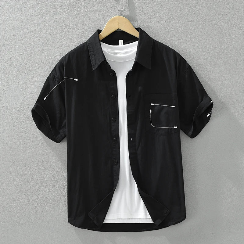 Levoire | Chemise À Manches Courtes Decontracte Hommes Noir